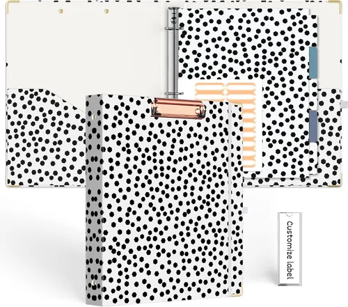 Vista 30 de EYROZILL Mini carpeta de 3 anillas, 5.5" x 8.5", de 1 pulgada con bolsillos, carpeta con portapapeles para estilo de cabello del cliente, estuche