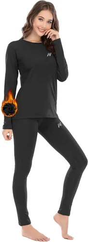 Vista 7 de MEETWEE - Ropa interior térmica para mujer, conjunto de primera capa de compresión para invierno, pantalones largos forrados de forro polar