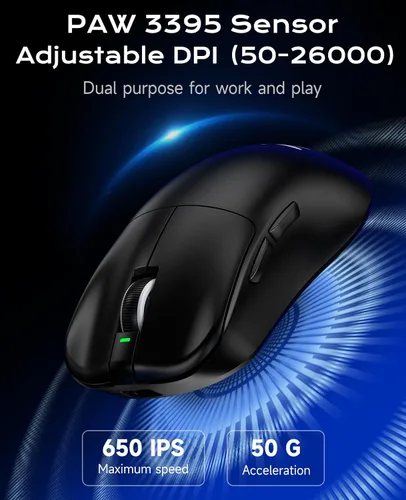 Vista 2 de VGN F1 Pro Max Lightspeed - Ratón inalámbrico para juegos con modo dual 2.4G/cable Type-C - Sensor 25K - 26,000 DPI - 55g de peso ligero - 6 botones