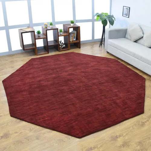 Vista 31 de Alfombras de área de lana anudadas a mano en telar, ecológicas - 10'x10', cuadradas, color aguamarina, diseño liso sólido, alfombras de área gruesas