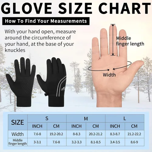 Vista 6 de Achiou Guantes de invierno para correr para hombres y mujeres, guantes ligeros para pantalla táctil, forros, guantes térmicos cálidos para ciclismo