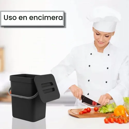 Vista 2 de stonespace Cubo de compost de cocina para encimera, pequeño bote de basura colgante con tapa debajo del fregadero para cocina y baño, cubo de Negro