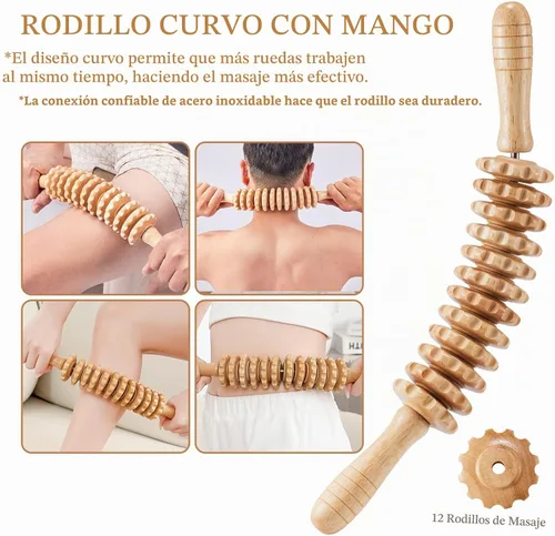 Vista 2 de 3 Piezas Herramientas de Masaje de Terapia de Madera Masajeador de Drenaje Linfático Masajeador de Madera Herramientas de Escultura Corporal