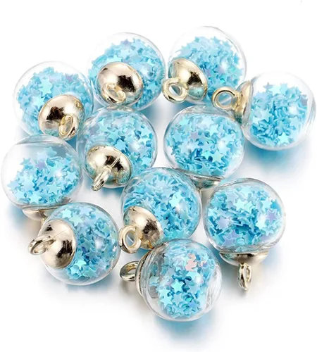 Vista 17 de 10 unids/lote de 0.630 in transparente bola de cristal encantos estrella lentejuelas colgantes para DIY pendientes collar joyería fabricación
