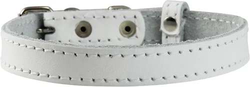 Vista 3 de Collar de perro de cuero genuino para perros pequeños y cachorros 3 tamaños blanco (cuello: 8"-9.75"; 3/8" ancho)