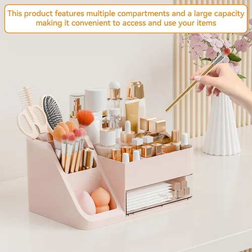 Vista 4 de Yieach Organizador de maquillaje de encimera para tocador, baño, tocador, organizador grande de almacenamiento de maquillaje y organizador