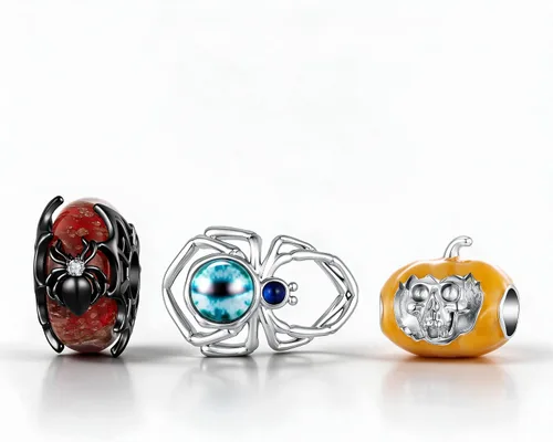Vista 17 de Dijes de plata de ley 925 para pulseras, regalos de joyería para calabaza negra