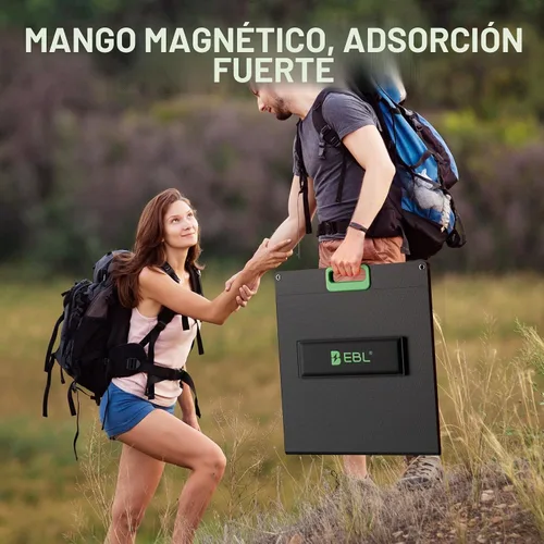 Vista 7 de El panel solar portátil de EBL 100W para la central eléctrica, prenda impermeable IP65 plegable Negro
