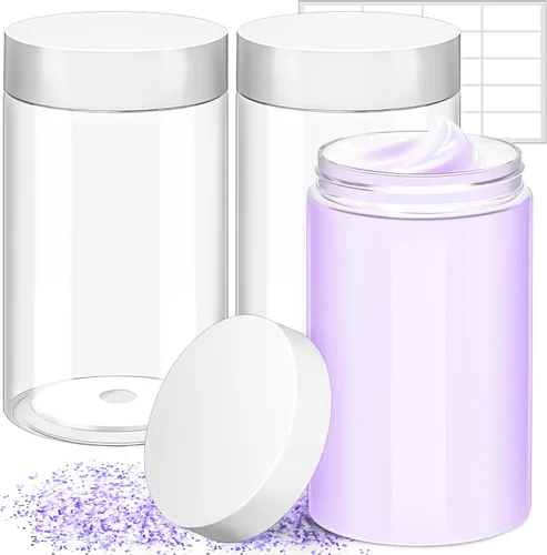 Vista 23 de Paquete de 15 tarros de plástico redondos transparentes de 1 onza con tapas, frascos pequeños para cosméticos de 1 fl oz, recipientes de maquillaje