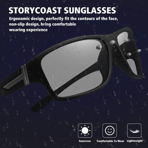Vista 5 de STORYCOAST Gafas de sol deportivas polarizadas para hombres y mujeres marco irrompible ciclismo pesca conducción