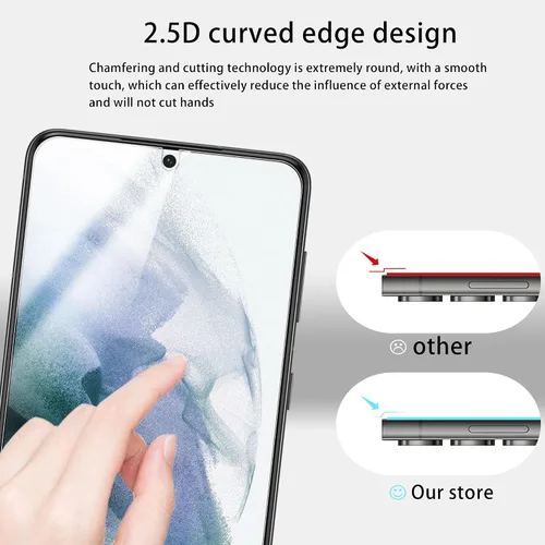 Vista 3 de Diseñado para Samsung Galaxy S21 + Plus 5G Protector de pantalla de vidrio templado 2-Pack Película protectora de lente de cámara 2-Pack