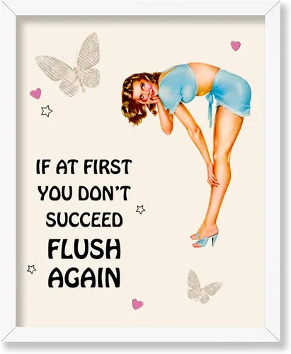 Vista 66 de Poster Master Pin Up Girl Poster - Better Late Than Ugly Print - Butterfly Art - Modern Art - Trendy Art - Gift for Men & Women - Funny Decor for