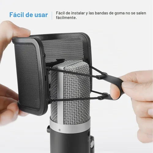 Vista 3 de FIFINE Filtro Pop para Micrófono, Protector Compacto con Malla Metálica para Estudio de Grabación, Videos de YouTube, Transmisiones, Podcast (Negro)