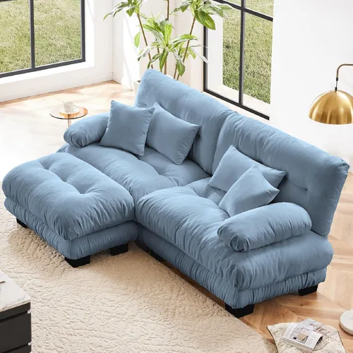 Vista 21 de KEIKI Sofá modular de 94 pulgadas con 4 almohadas, cómodo juego de sofá biplaza Cloud para sofá de asiento profundo suave y profundo, sofá biplaza