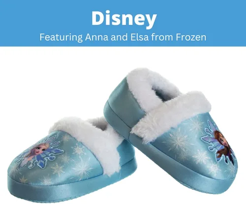 Vista 2 de Disney Frozen Elsa and Anna - Pantuflas de felpa para niñas, antideslizantes, cómodas, esponjosas, ligeras, cálidas, suaves, para interiores y niñas