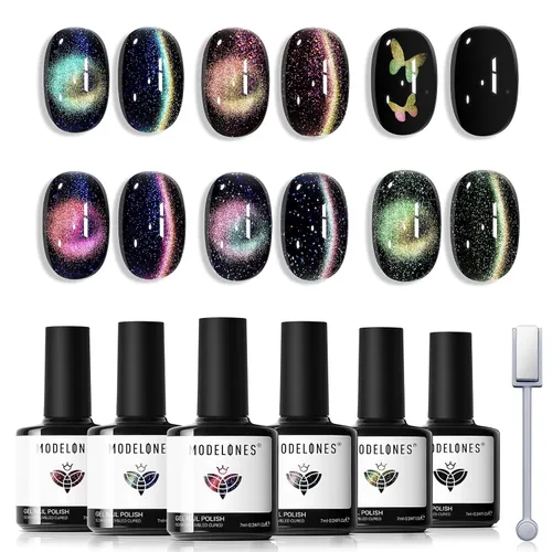 Vista 26 de modelones Imanes de uñas con imán de ojo de gato, ojo de gato, color marrón Juego de imanes de ojo de gato rosa bebé A A A