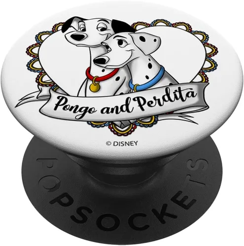Vista 6 de Disney 101 Dálmatas Pongo y Perdita Retrato de Corazón PopSockets MagSafe PopGrip para iPhone