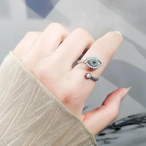 Vista 58 de Anillo de plata 925, anillos de plata ajustables para mujer, anillos de pulgar abiertos, anillos de circonio, anillos ajustables, anillos abiertos