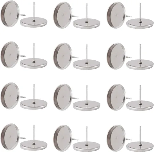 Vista 27 de Craftdady Juego de 60 aretes de acero inoxidable de 0.197 in, dorados, plateados, dorados, plateados, aretes en blanco, kit de fabricación