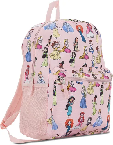 Vista 4 de Disney Mochila Princess Allover - Cenicienta Campana Tinker Blancanieves para toda la escuela para niñas niños y adultos Rosa Allover