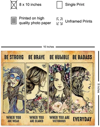 Vista 2 de Sé fuerte Sé valiente Sé increíble Póster - Decoración de pared boho-chic bohemia - Arte de pared motivacional feminista - Citas inspiradoras