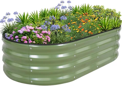Vista 22 de 1MORE Cama de jardín elevada galvanizada: jardineras para exteriores, camas elevadas para jardinería, kit de cama de jardín de metal de 4 x 2 x 1