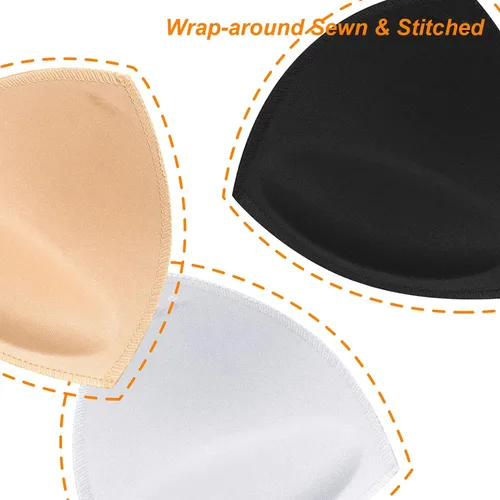Vista 5 de 5 pares de las mujeres triángulo sujetador almohadillas insertos extraíble push up sujetador deportivo copas reemplazos para bikini top traje de baño