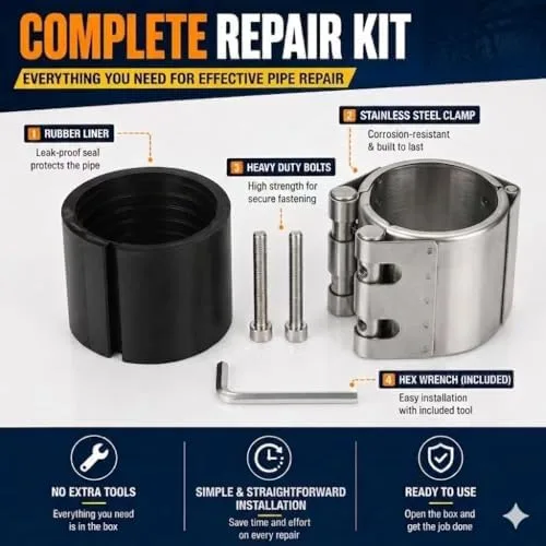 Vista 3 de Abrazadera de reparación de tubería, sellador de fugas, kit de reparación de emergencia para tuberías de plástico y metal (20mm-23mm/1/2 pulgada)