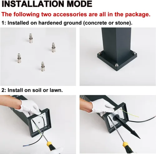 Vista 2 de Luces de camino, luces de poste IP55, impermeable, para exteriores, lámpara de pie, lámpara de pie, portalámparas E26, cableada, adecuada