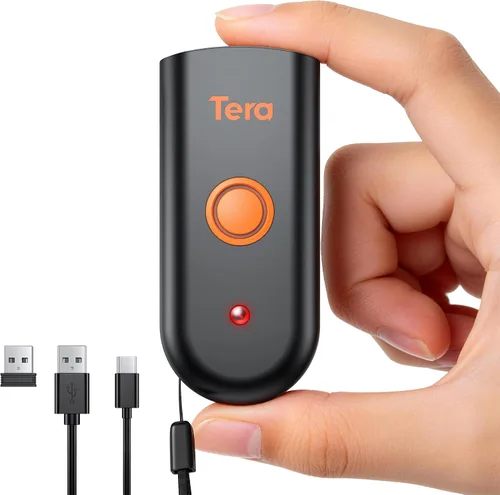 Vista 10 de Tera - Escáner de código de barras inalámbrico 1D láser mini de bolsillo impermeable 3en1 compatible con Bluetooth USB con cable portátil lector
