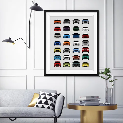 Vista 4 de Custom Car Posters Póster hecho a mano compatible con BMW M Car Poster Print Wall Art Decor of all BMW M Power Cars M3, M4, M5, M2, M6, M1 y más