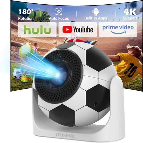 Vista 7 de Proyector portátil KTV JY320, mini proyector compatible con 4K con 2 micrófonos inalámbricos, WiFi6, Bluetooth, giratorio de 180°, proyector de cine