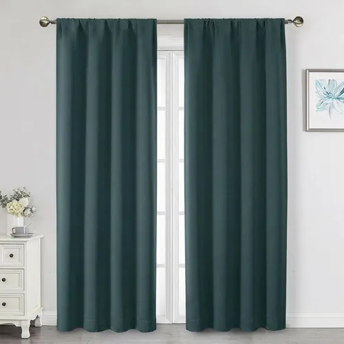 Vista 51 de Cortinas opacas para dormitorio, sala de estar, juego de 2 paneles de 54 pulgadas de largo, cortinas de oscurecimiento de habitación con aislamiento