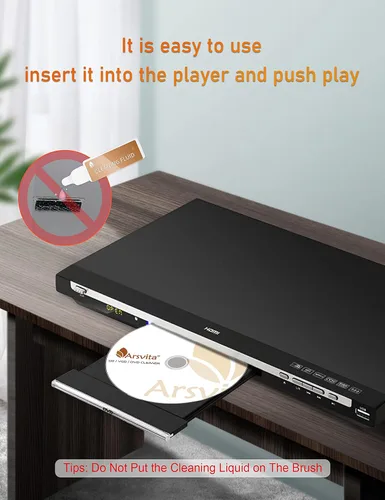 Vista 3 de Arsvita Kit de Disco Limpiador de Lentes Láser para Reproductor de CD/VCD/DVD, Seguro y Eficaz, ARCD-04 con sistema de limpieza de doble cepillo