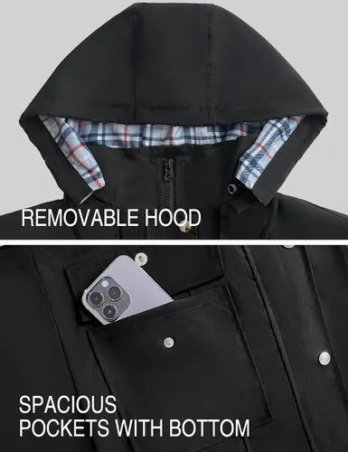 Vista 4 de Bloggerlove Chaqueta impermeable ligera para mujer, rompevientos con capucha y forro a cuadros, para exteriores, tallas S-XXL