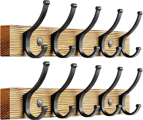 Vista 10 de Optish Perchero para colgar en la pared, ganchos de madera de 16.5 pulgadas, ganchos de pared para colgar, perchero para colgar sombreros, bolsos