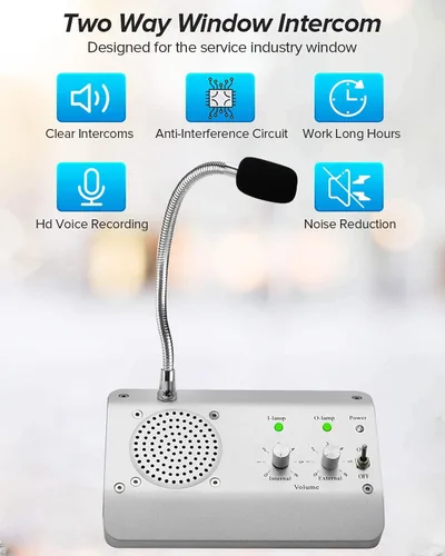 Vista 2 de Sistema de altavoces de ventana, altavoz de intercomunicación de micrófono de ventana de doble vía, sistema de intercomunicación para negocios