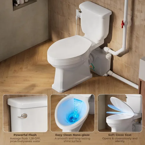 Vista 6 de Upflush Toilet for Basement, 23FT Head Lift Macerating Toilet System