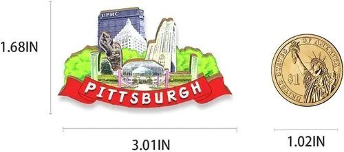 Vista 3 de Imán de Pittsburgh de Estados Unidos para nevera, monumentos 3D, decoración coleccionable de recuerdo hecho a mano