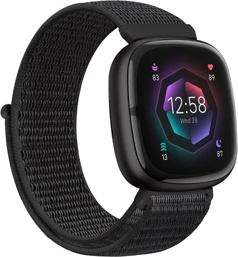 Vista 13 de Correas de nailon compatibles con Fitbit Versa 4/Sense 2/Versa 3/Fitbit Sense, correa de repuesto ajustable deportiva suave transpirable