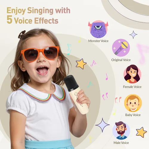 Vista 4 de Máquina de karaoke para niños, regalos de karaoke para niñas de 4, 5, 6, 7, 8, 9, 10, 12 años o más, fiesta de cumpleaños, 4 a 12 años, juguetes