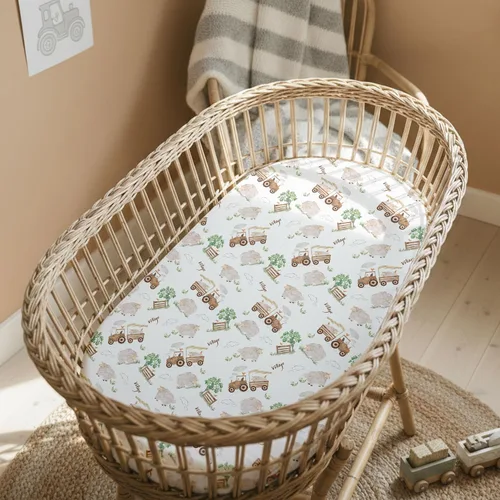 Vista 5 de Gllquen Baby Juego de 2 sábanas de moisés, suaves e hipoalergénicas para niños y niñas, ajuste universal para colchón estándar de 32 x 16 pulgadas