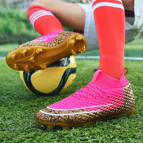 Vista 4 de BIAJIAZHUA Tacos de fútbol para hombre, cómodos tacos de fútbol de alto agarre para jóvenes, zapatos de fútbol de entrenamiento atlético de alta