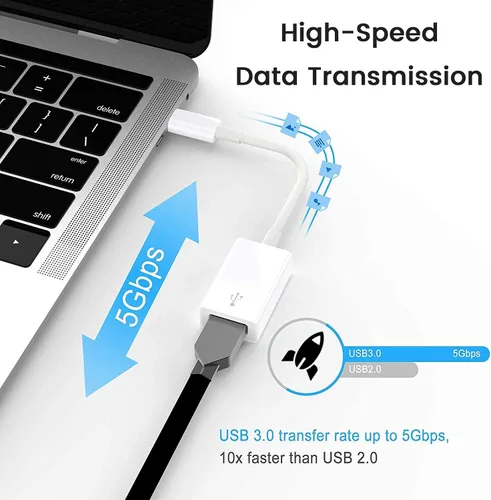 Vista 3 de Adaptador USB C a USB [2 unidades], tipo C macho a USB 3.0 hembra OTG Cable Thunderbolt3 a USB adaptador Conveter compatible con MacBook Pro/Air