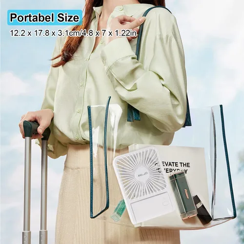 Vista 6 de ELZO Ventilador de viaje, mini ventilador de escritorio plegable, funciona con pilas, 3 velocidades ajustables de inclinación de 225°, ventilador