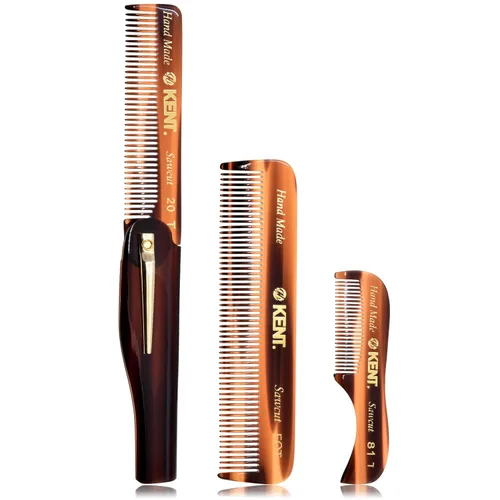 Vista 12 de Kent Set de peines de bolsillo para el cabello para hombre, 81T XS, dientes finos FOT, peine plegable de dientes finos 20T. El mejor kit de aseo