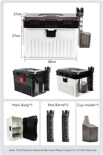 Vista 3 de KINGDOM Caja de almacenamiento de equipo de pesca anticaídas y resistente a la presión, capacidad de dos capas, hebilla independiente de 4.0 lbs