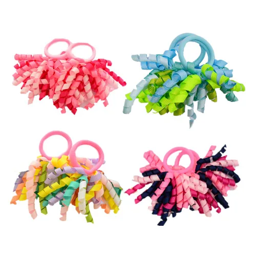 Vista 2 de Paquete de 18 lazos para el pelo rizado Korker para niña de colores mixtos