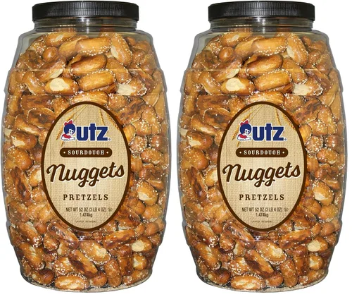 Vista 2 de UTZ Pretzels duros de masa madre rotos a la antigua, barril de 64 onzas, torsión clásica de nudo de pretzel grande y grueso, pretzel crujiente