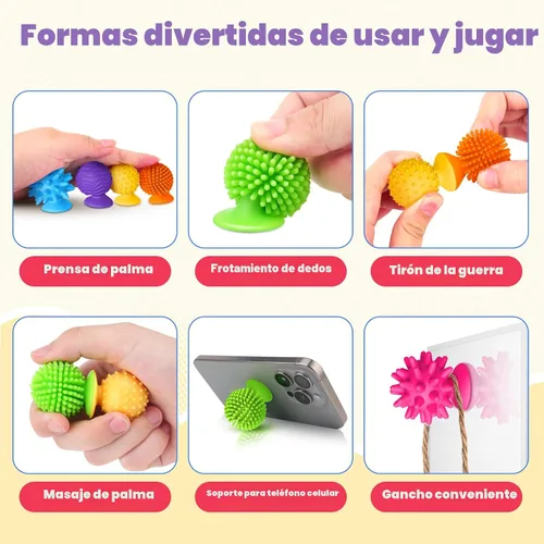 Vista 5 de Juguetes sensoriales antiestrés para niños y adultos: paquete de 16 juguetes texturizados con succión - Juguetes sensoriales para niños con autismo